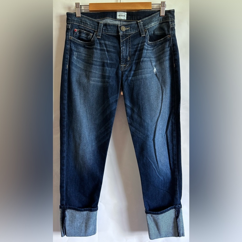 Hudson Pant Women 30 Blue Jean Denim Indigo Muse Crop Skinny 5” Cuff WC421DXA